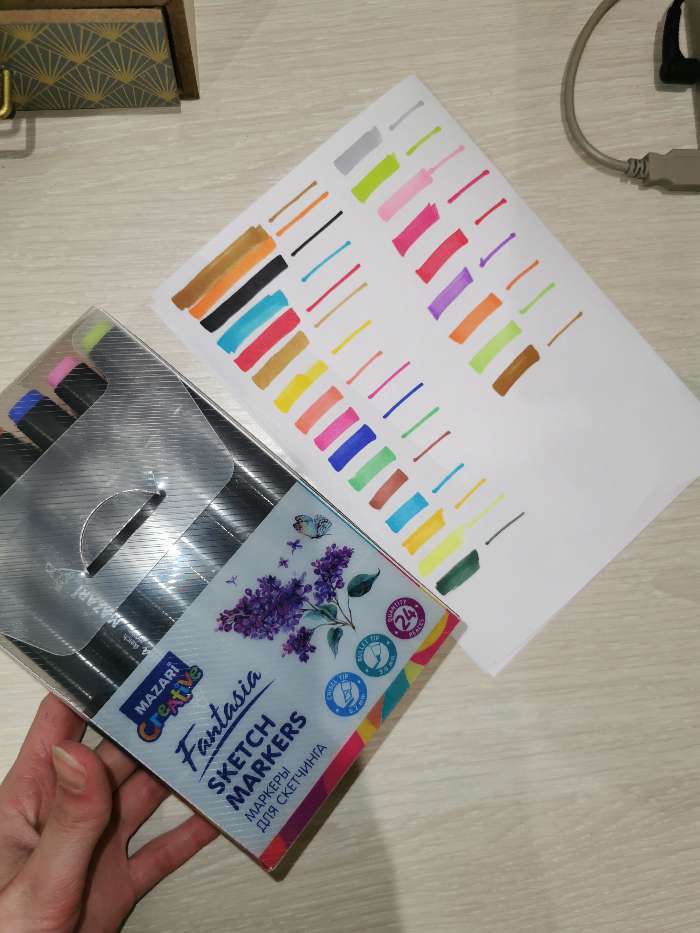 Фотография покупателя товара Маркеры для скетчинга двусторонние Mazari Fantasia, 24 цвета, Main colors (основные цвета) - Фото 1