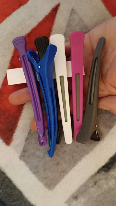 Фотография покупателя товара Зажимы для волос, с силиконовой лентой, набор - 6 шт., 11(±1) см, МИКС - Фото 1