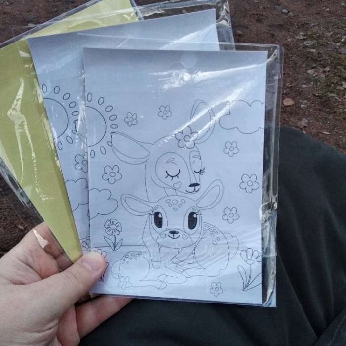 Фотография покупателя товара Наклейки детские бумажные «Любимые животные», c раскраской на обороте, 10 х 14 см - Фото 2