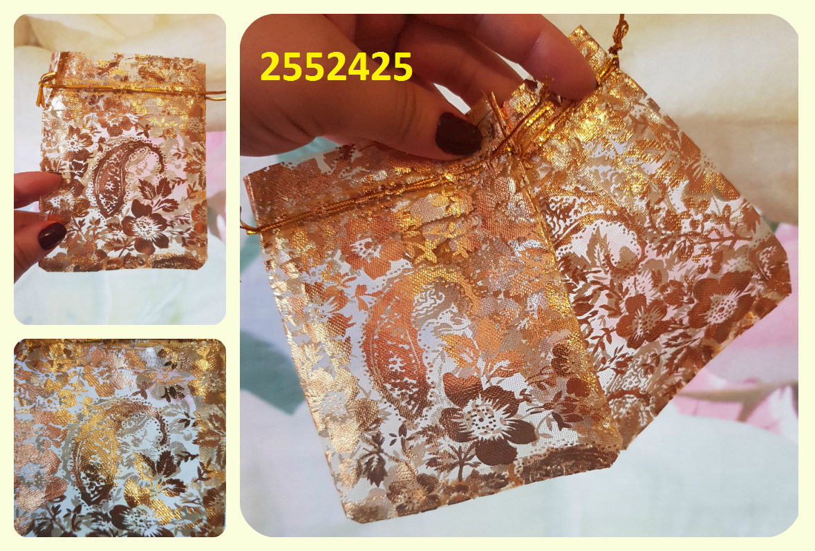 Фотография покупателя товара Мешочек подарочный «Цветочная композиция», 9×11, цвет золото
