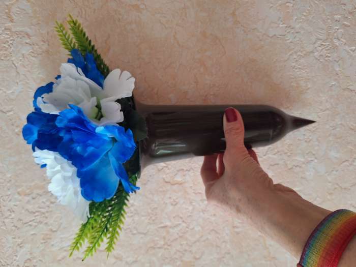 Фотография покупателя товара Ваза для цветов Santino, 650 мл, с колышком, пластик, чёрное золото - Фото 4