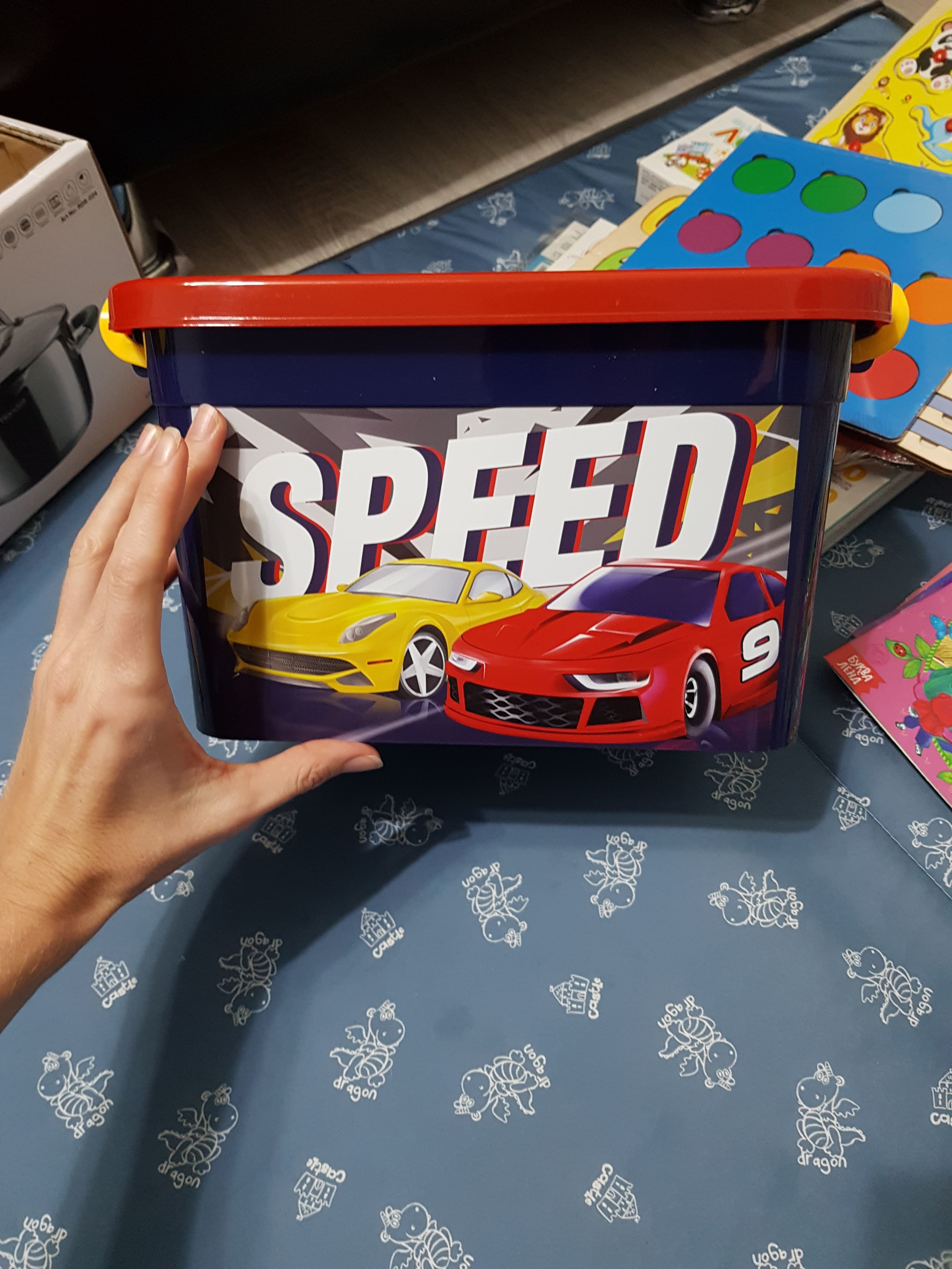 Фотография покупателя товара Ящик для игрушек Speed, с крышкой и ручками, 6.5 л - Фото 3