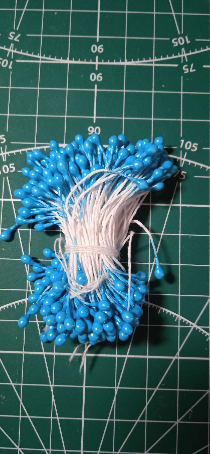Фотография покупателя товара Тычинки для искусственных цветов "Капельки морская волна" (набор 130 шт) длина 6 см - Фото 9