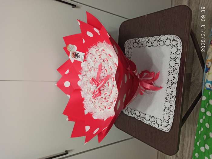 Фотография покупателя товара Пленка двухсторонняя «Горох крупный», розовый - голубой 0.58×10 м - Фото 1