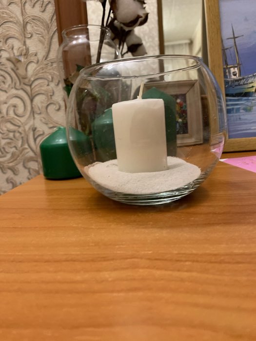 Фотография покупателя товара Ваза-шар "Классика" с белой свечой, 12×10 см, 9 ч, стекло
