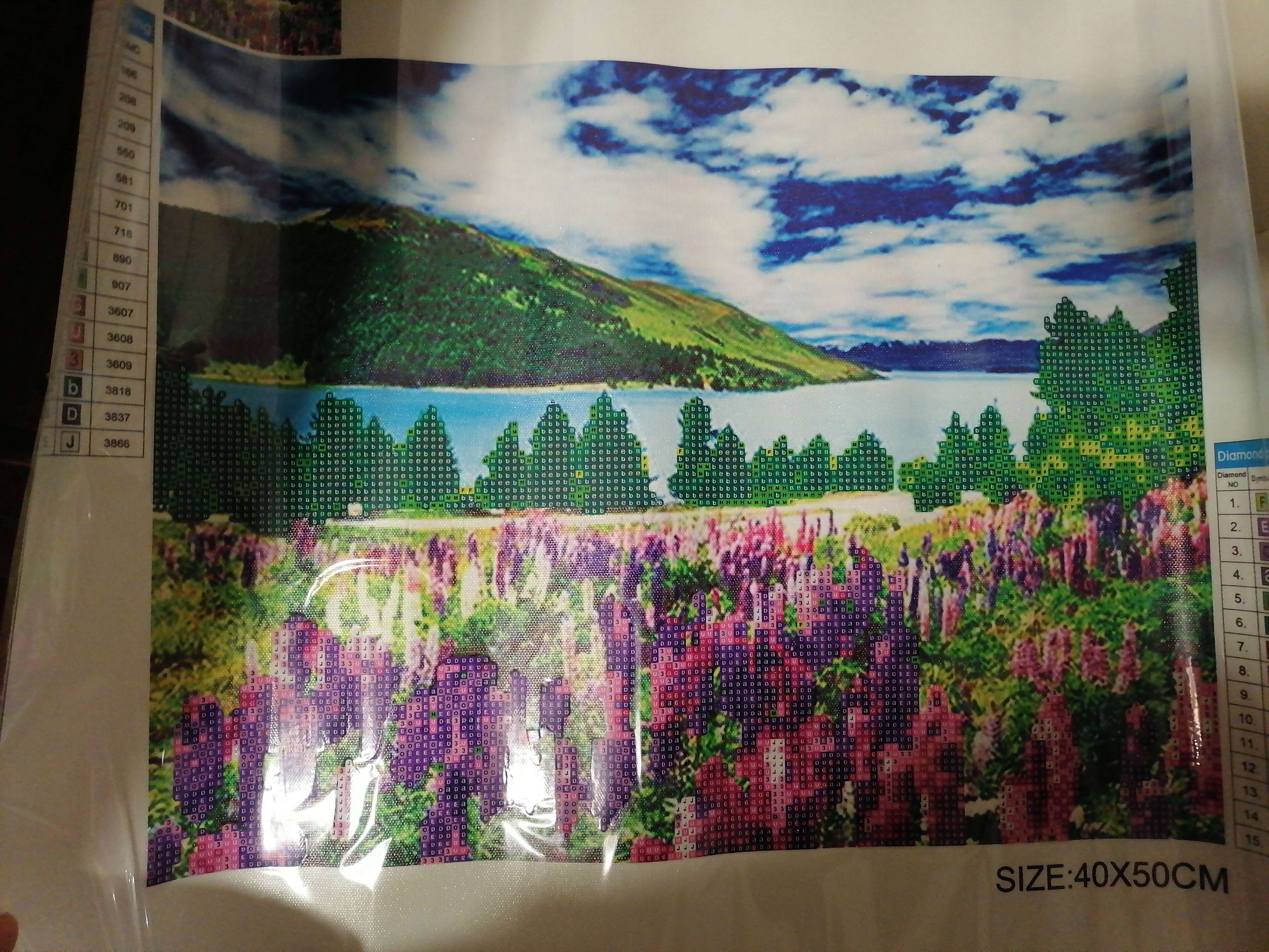Фотография покупателя товара Алмазная мозаика без подрамника, частичное заполнение «Пейзаж с озером» 40×50 см - Фото 1