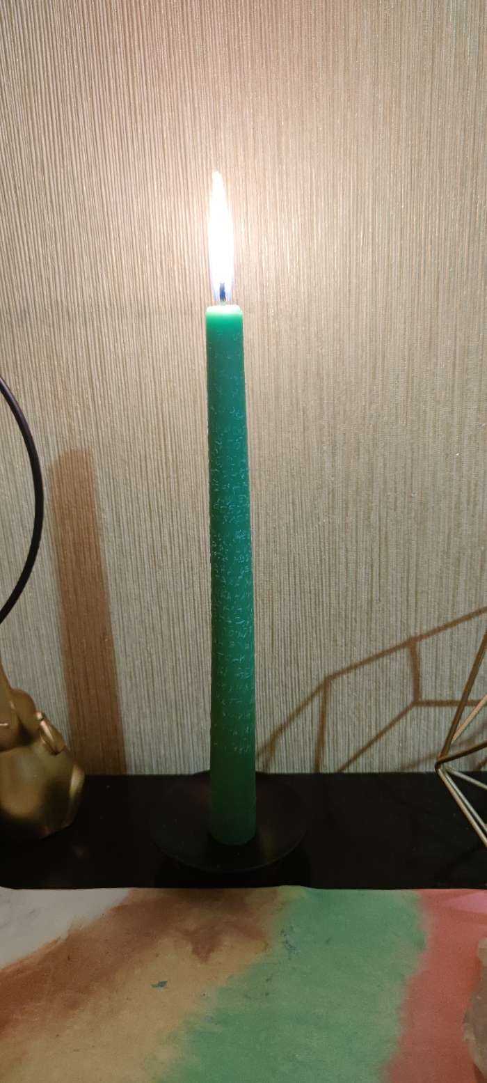 Фотография покупателя товара Набор свечей античных, 2,2х 25  см, лакированная 2 штуки, зелёный