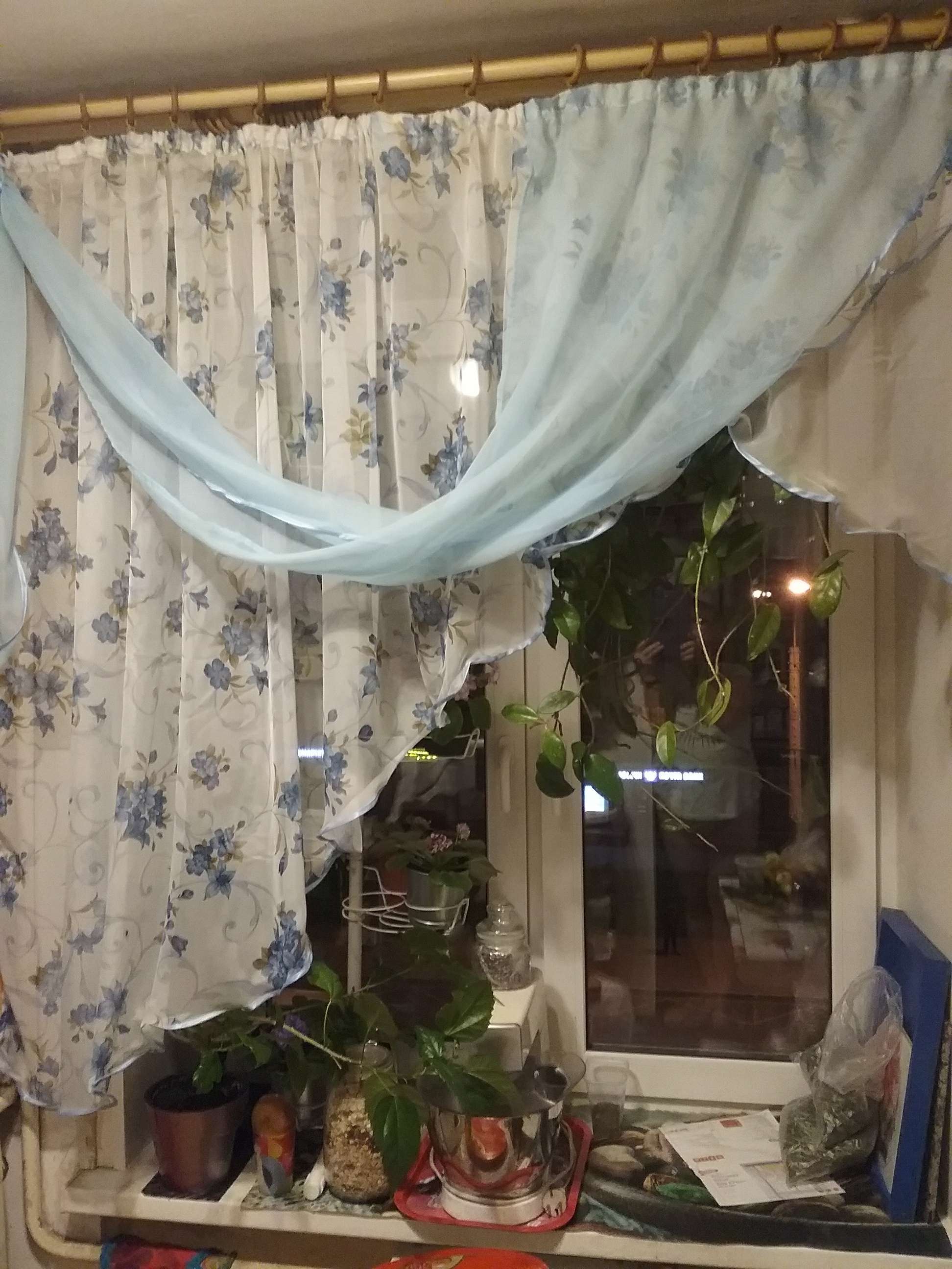 Фотография покупателя товара Комплект штор для кухни Иллюзия 300х150 см, голубой, левая, 100% п/э - Фото 1