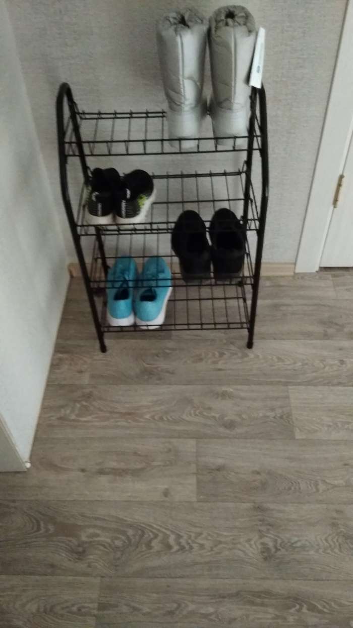 Фотография покупателя товара Полка для обуви разборная, 4 яруса, 46×28×70 см, цвет чёрный
