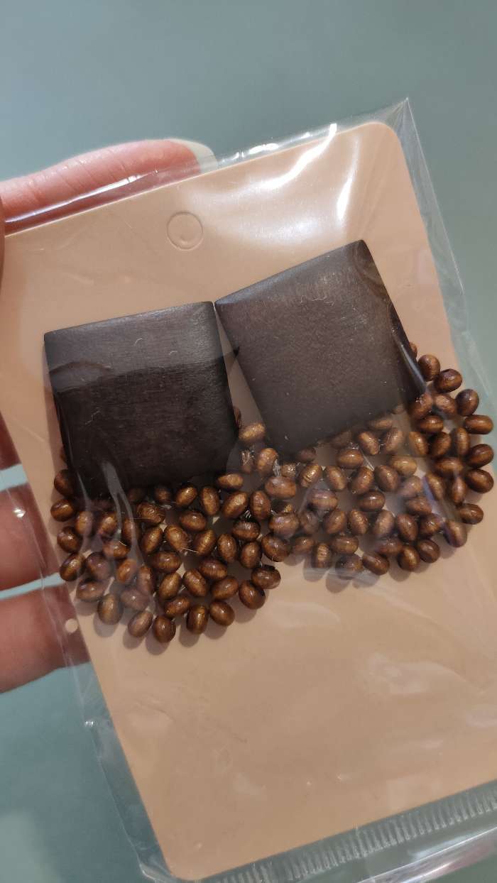 Фотография покупателя товара Серьги "Ваканда" квадрат, цвет коричневый