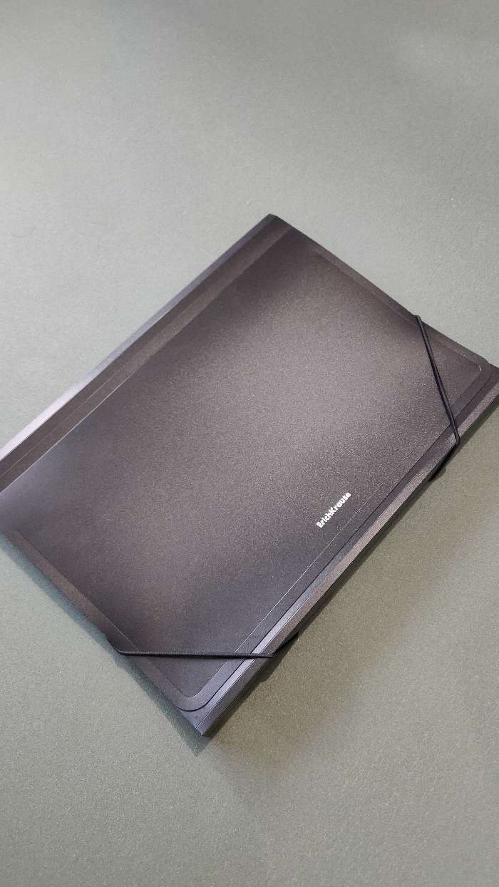 Фотография покупателя товара Папка-картотека, А4, 6 отделений, 600 мкм, ErichKrause "Matt Classic", на резинке, тиснение "песок", черная