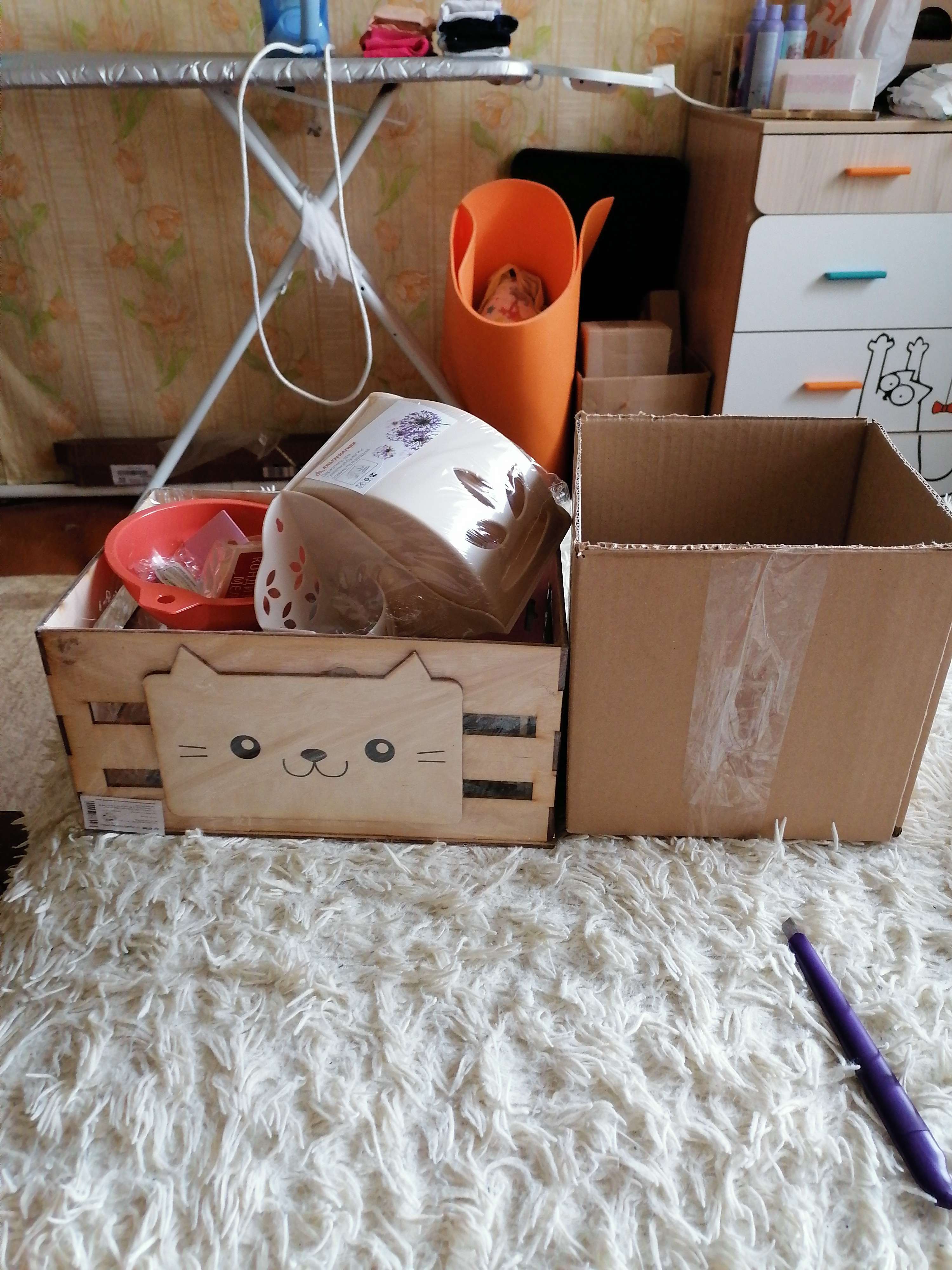 Фотография покупателя товара Ящик для хранения «Кот», 300 × 150 × 200 мм - Фото 1