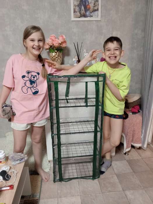 Фотография покупателя товара Парник-стеллаж, 4 полки, 105 × 24 × 46 см, металлический каркас d = 12 мм, чехол плёнка 80 мкм, Greengo - Фото 2