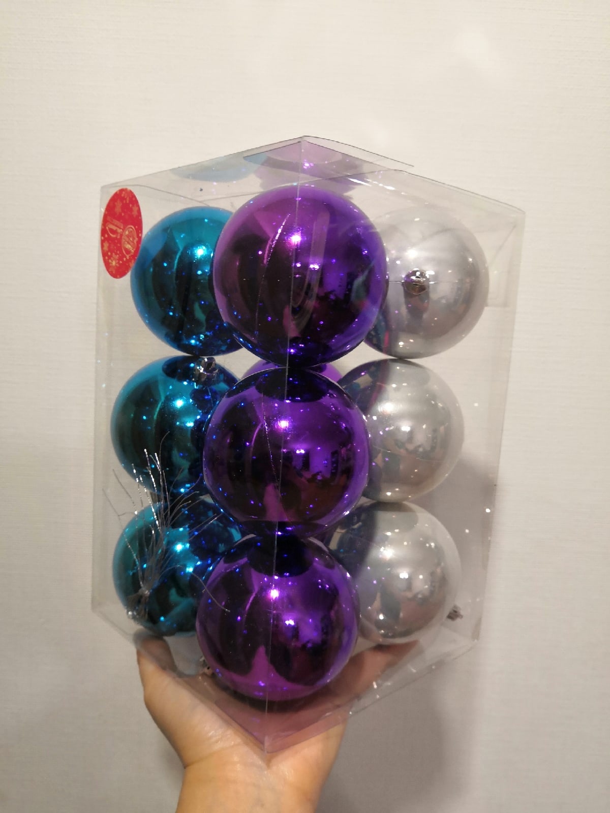 Фотография покупателя товара Набор шаров пластик d-8 см, 12 шт "Глянец" микс