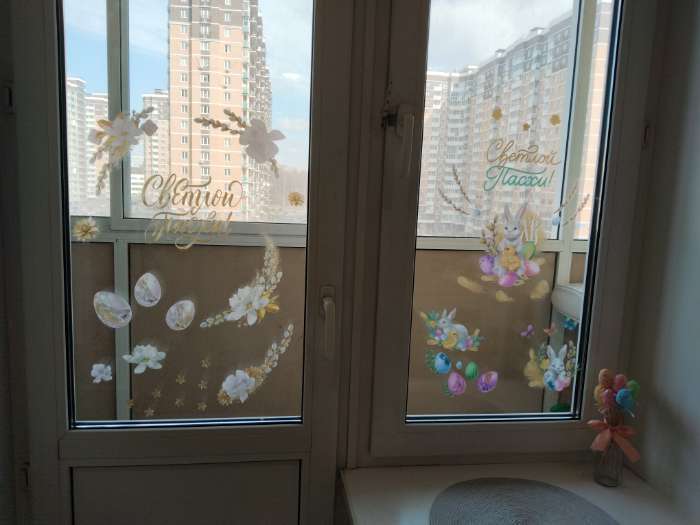 Фотография покупателя товара Наклейки витражные «Бабочки» на пасху, 33×50.5 см - Фото 6