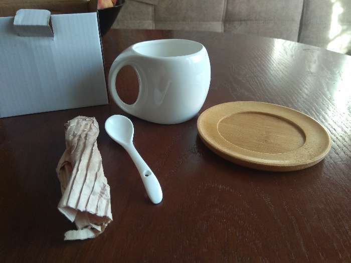 Фотография покупателя товара Чайная пара керамическая с ложкой BellaTenero, 3 предмета: чашка 220 мл, ложка, деревянное блюдце, цвет белый - Фото 4