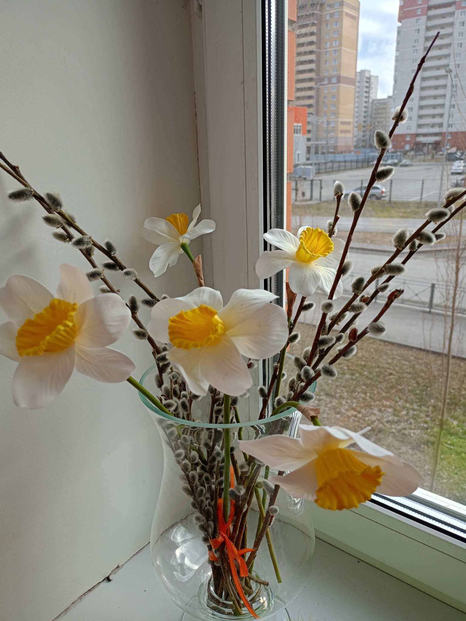 Фотография покупателя товара Цветы искусственные «Нарцисс», премиум, 9×35 см, бело-жёлтые