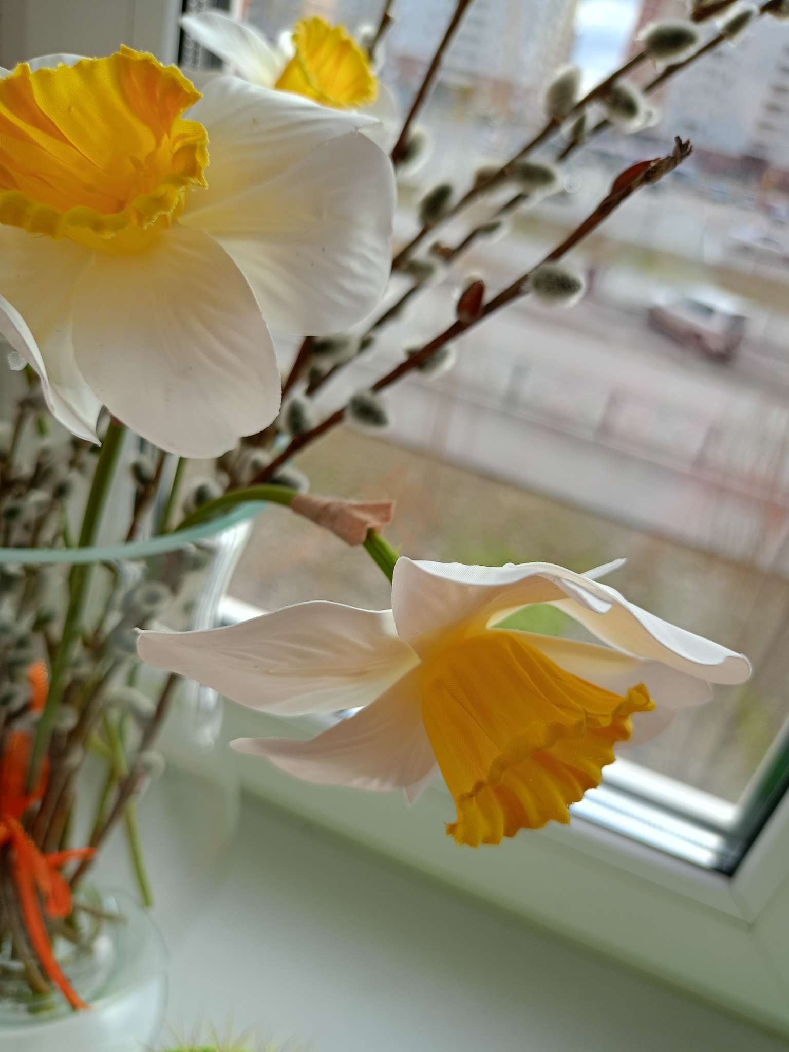 Фотография покупателя товара Цветы искусственные «Нарцисс», премиум, 9×35 см, бело-жёлтые