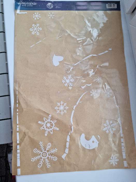 Фотография покупателя товара Наклейка для окон «Веселый Снеговичек», многоразовая, 33 × 50 см