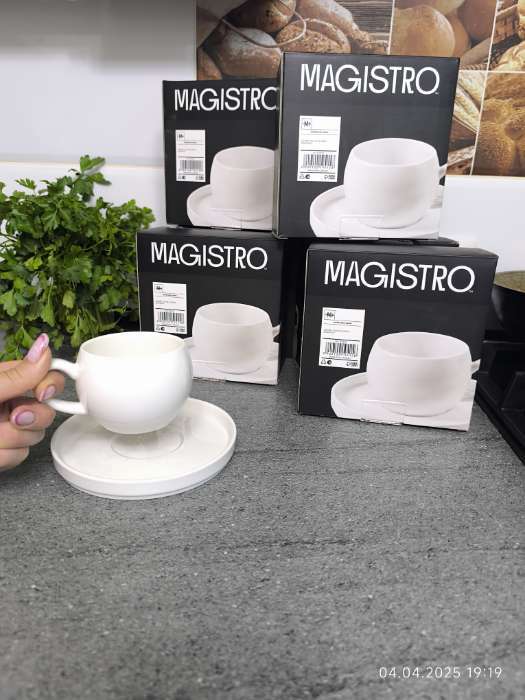 Фотография покупателя товара Чайная пара Magistro OliveQueen, 220 мл, 15×15 см, фарфор, белая - Фото 2