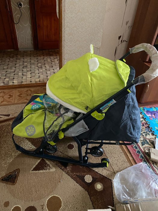 Фотография покупателя товара Санки коляска «Ника детям 7-2. Мишка», цвет бежевый - Фото 1