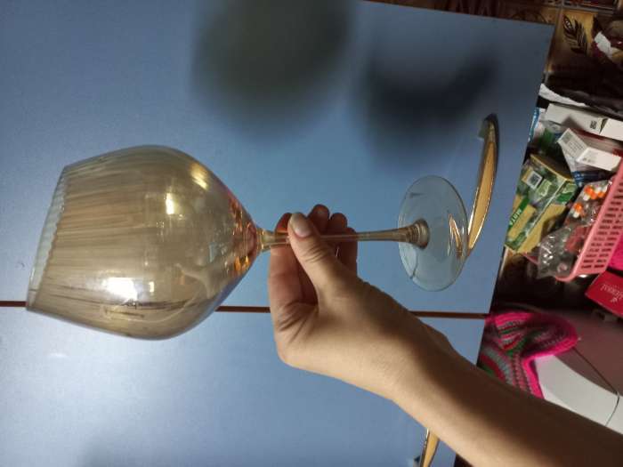 Фотография покупателя товара Бокал для вина Magistro «Иллюзия», 550 мл, 10×24 см, стекло, золотистый - Фото 1