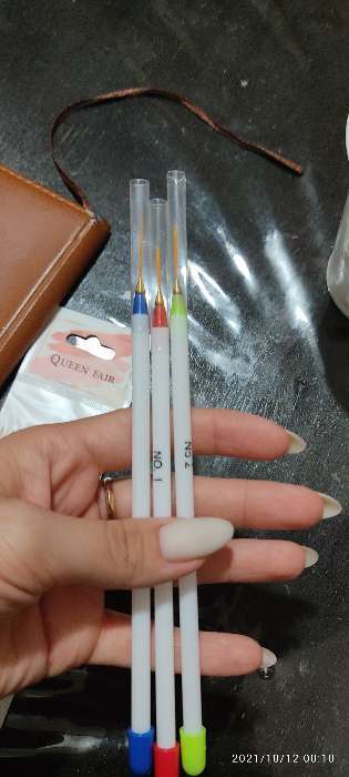 Фотография покупателя товара Набор кистей для дизайна ногтей «Волос», 3 шт, 18 см, цвет белый - Фото 4
