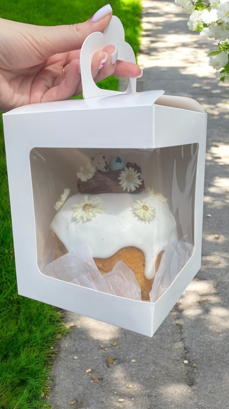 Фотография покупателя товара Коробка для пирожных и десертов, с окном, белая, 12.5×12.5×15 см - Фото 1