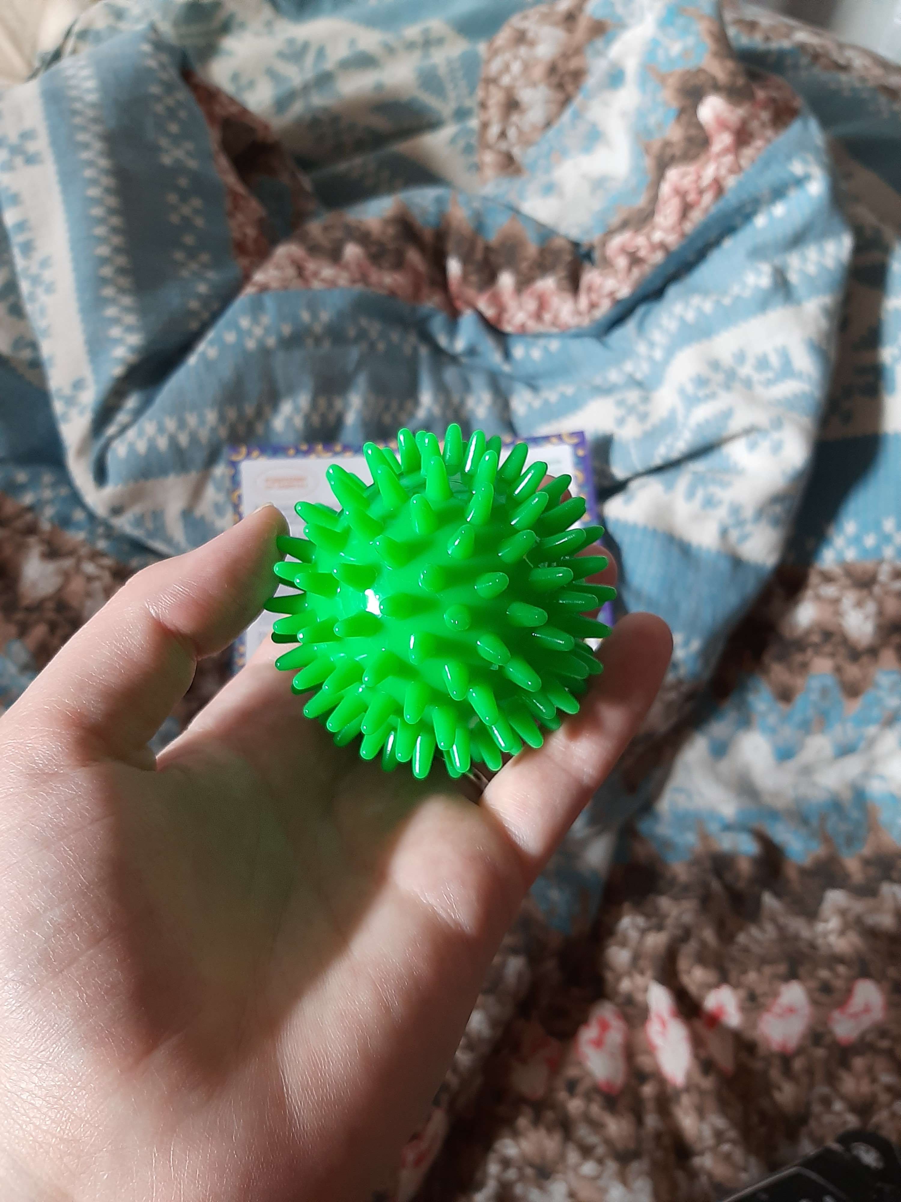 Фотография покупателя товара Развивающий массажный мячик, диаметр 7 см, цвет зеленый, Крошка Я - Фото 7