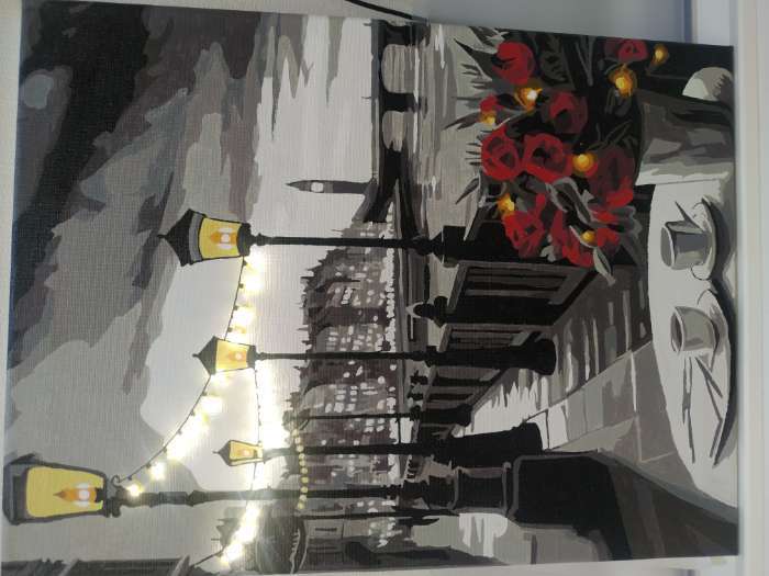 Фотография покупателя товара Картина по номерам с подрамником и гирляндой «Набережная», 30×40 см - Фото 2