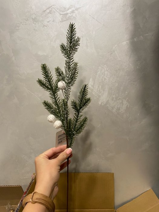Фотография покупателя товара Декор "Зимние мечты" веточка с белыми шариками, 50 см