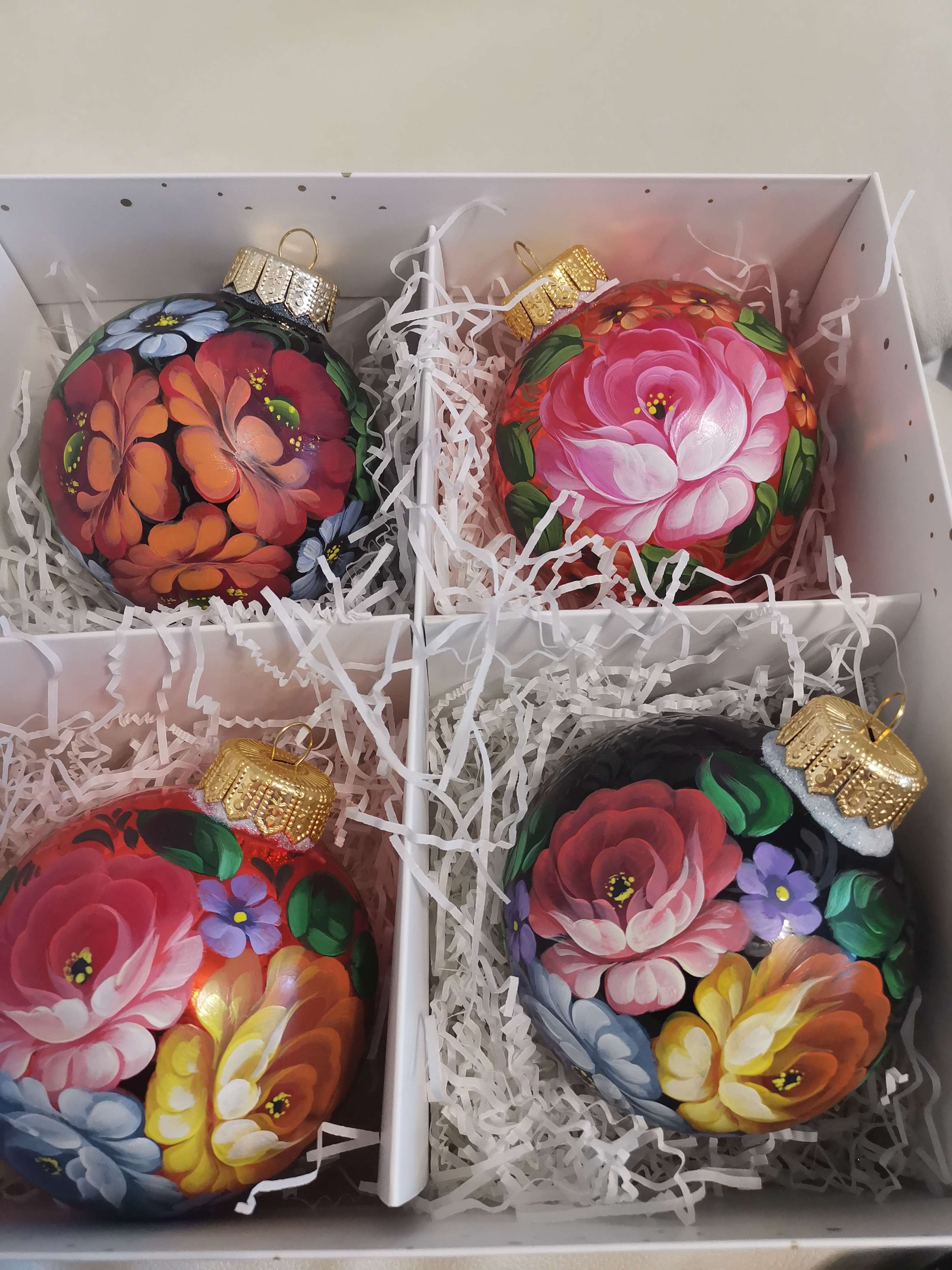 Фотография покупателя товара Набор из 4-х ёлочных шаров d=10 см «Неповторимый букет» - Фото 1