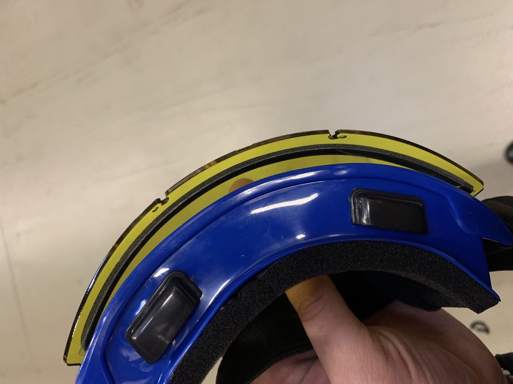 Фотография покупателя товара Очки-маска для езды на мототехнике, стекло двухслойное желтое, цвет синий