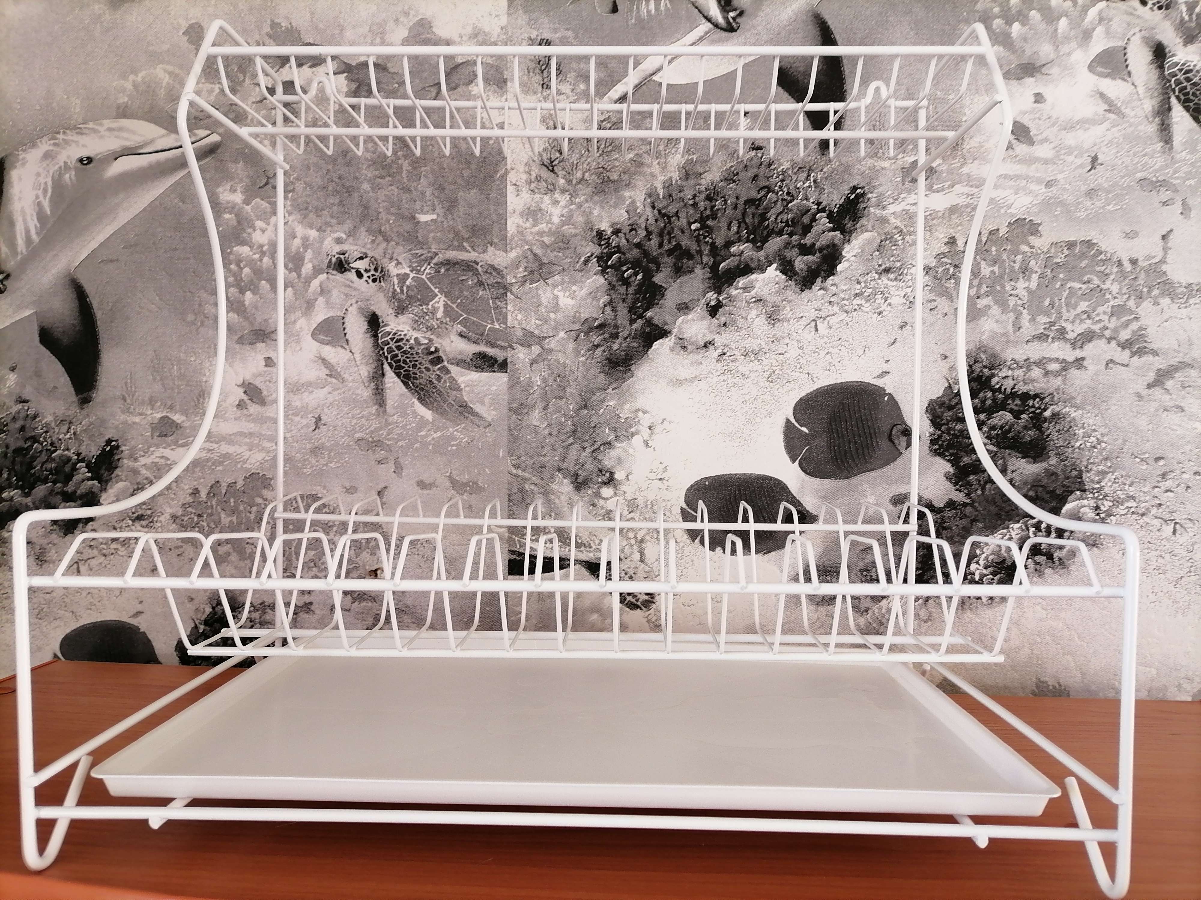 Фотография покупателя товара Сушилка для посуды с поддоном 2-х ярусная, настольно-настенная, 39,5×25×38 см, цинк, цвет серебристый - Фото 3
