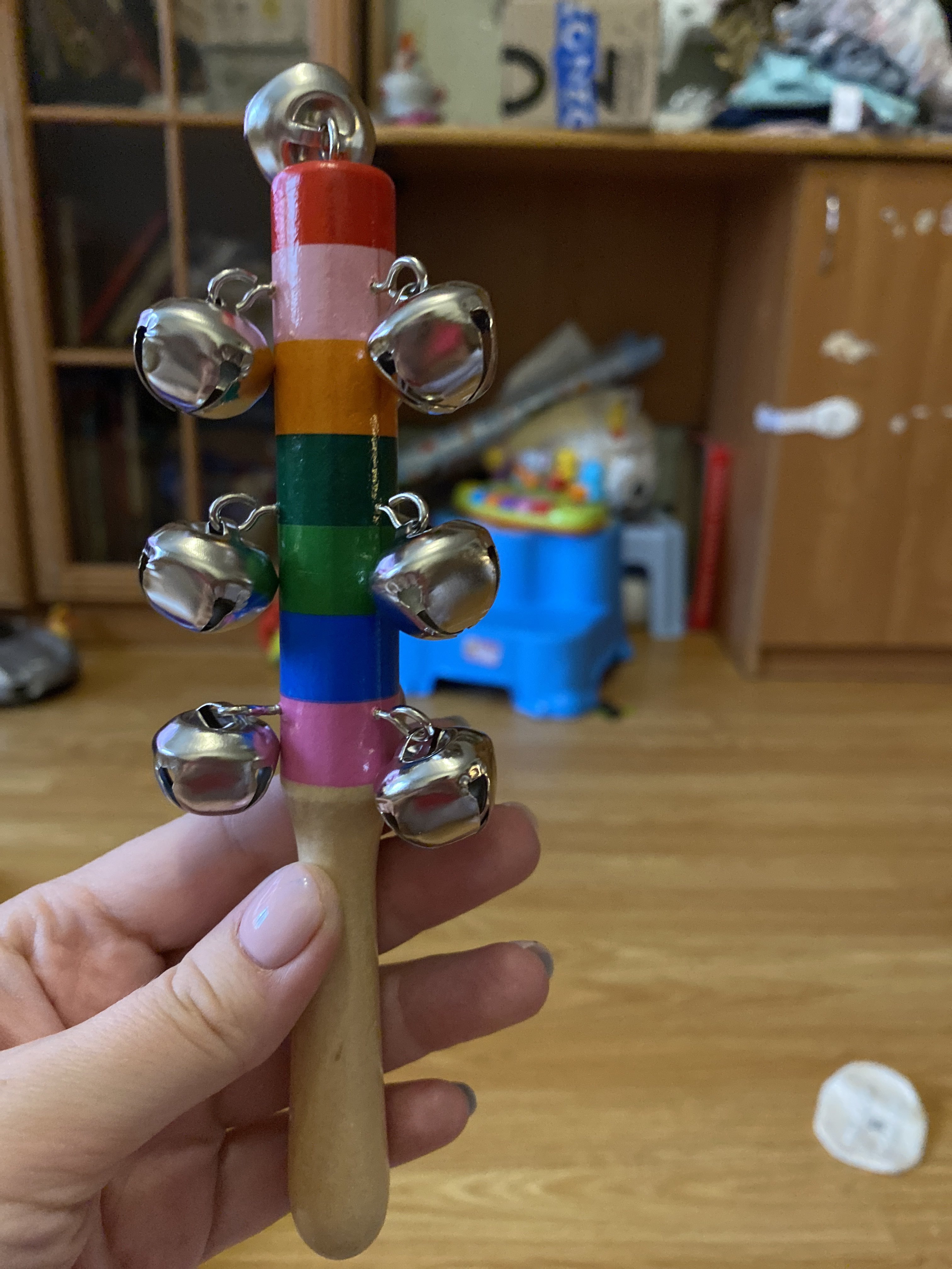 Фотография покупателя товара Деревянная музыкальная игрушка «Бубенцы радуга» 18 см - Фото 8