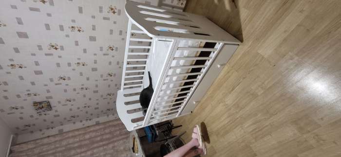 Фотография покупателя товара Детская кроватка «Чудо» на маятнике, с ящиком, цвет белый - Фото 20