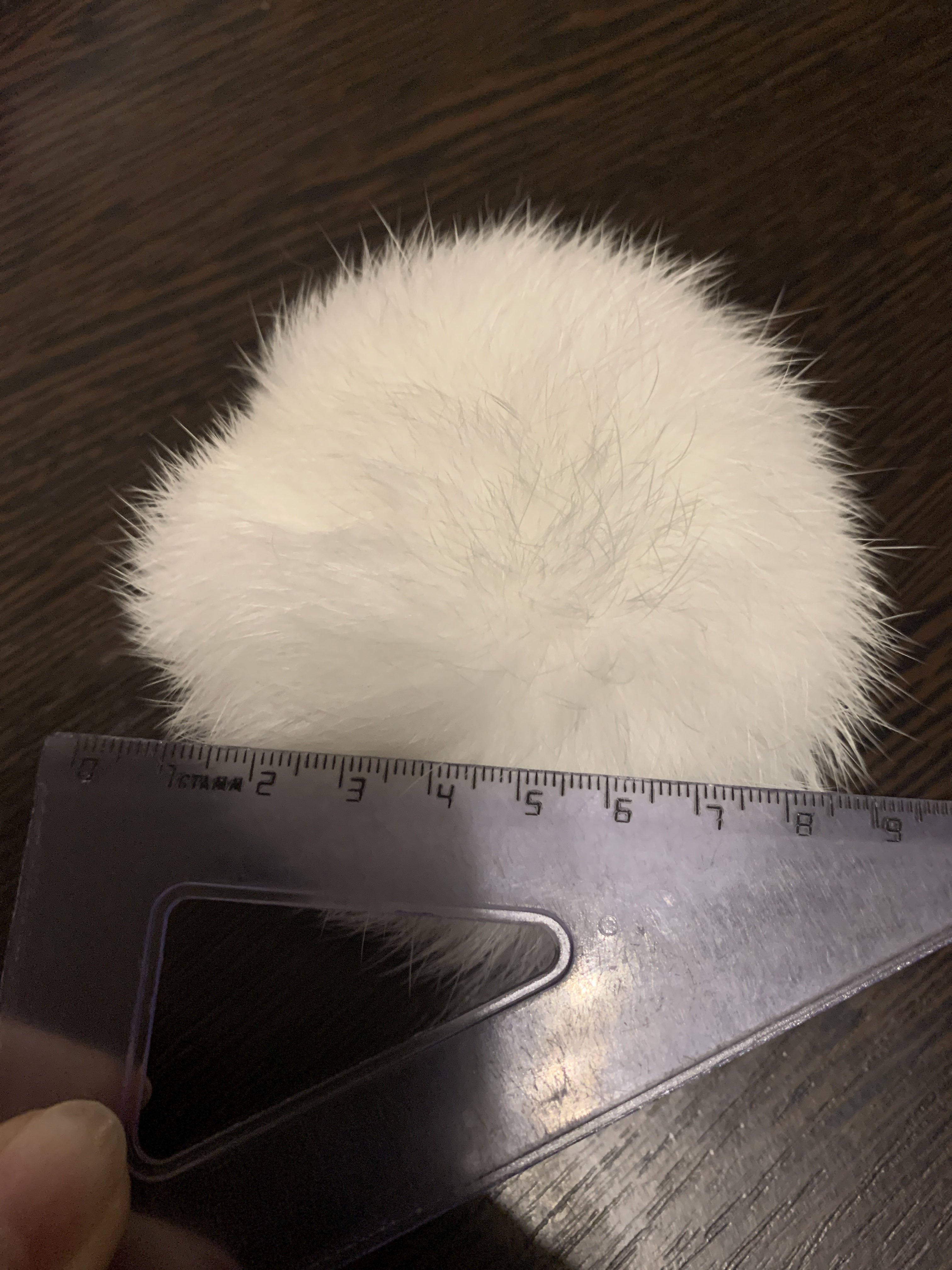 Фотография покупателя товара Помпон из натурального меха зайца, размер 1 шт: 9 см, цвет серый - Фото 1