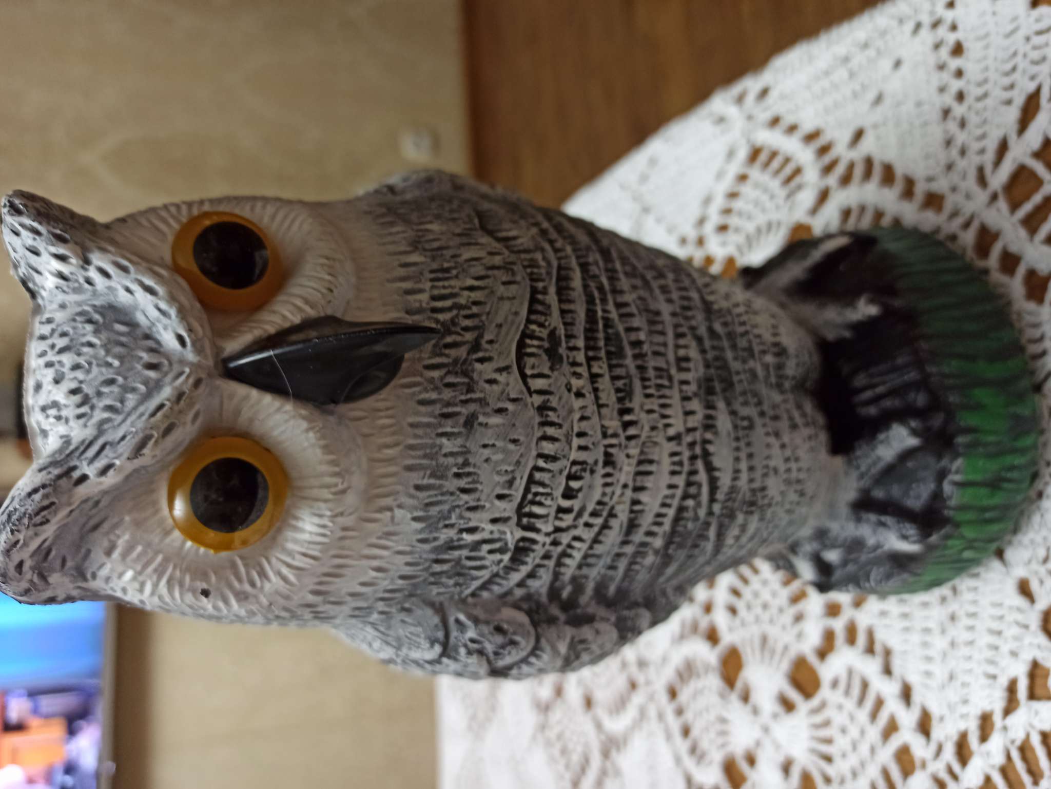 Фотография покупателя товара Садовая фигура из пластика «Сова полярная», 22×10×12 см - Фото 1