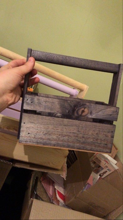 Фотография покупателя товара Набор деревянных ящиков реечный 3 в 1 с шильдиком и ручкой (средний васильковый) - Фото 2