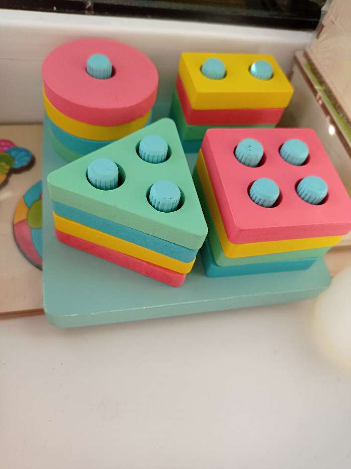 Фотография покупателя товара Детская развивающая пирамидка «Собери сам» 12×12×5.7 см, МИКС - Фото 3