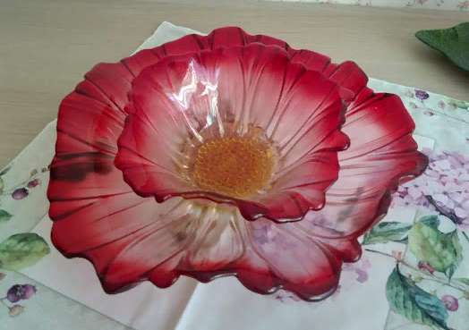 Фотография покупателя товара Салатник стеклянный «Фиолетовый цветок», 550 мл, 19,5×8 см - Фото 1