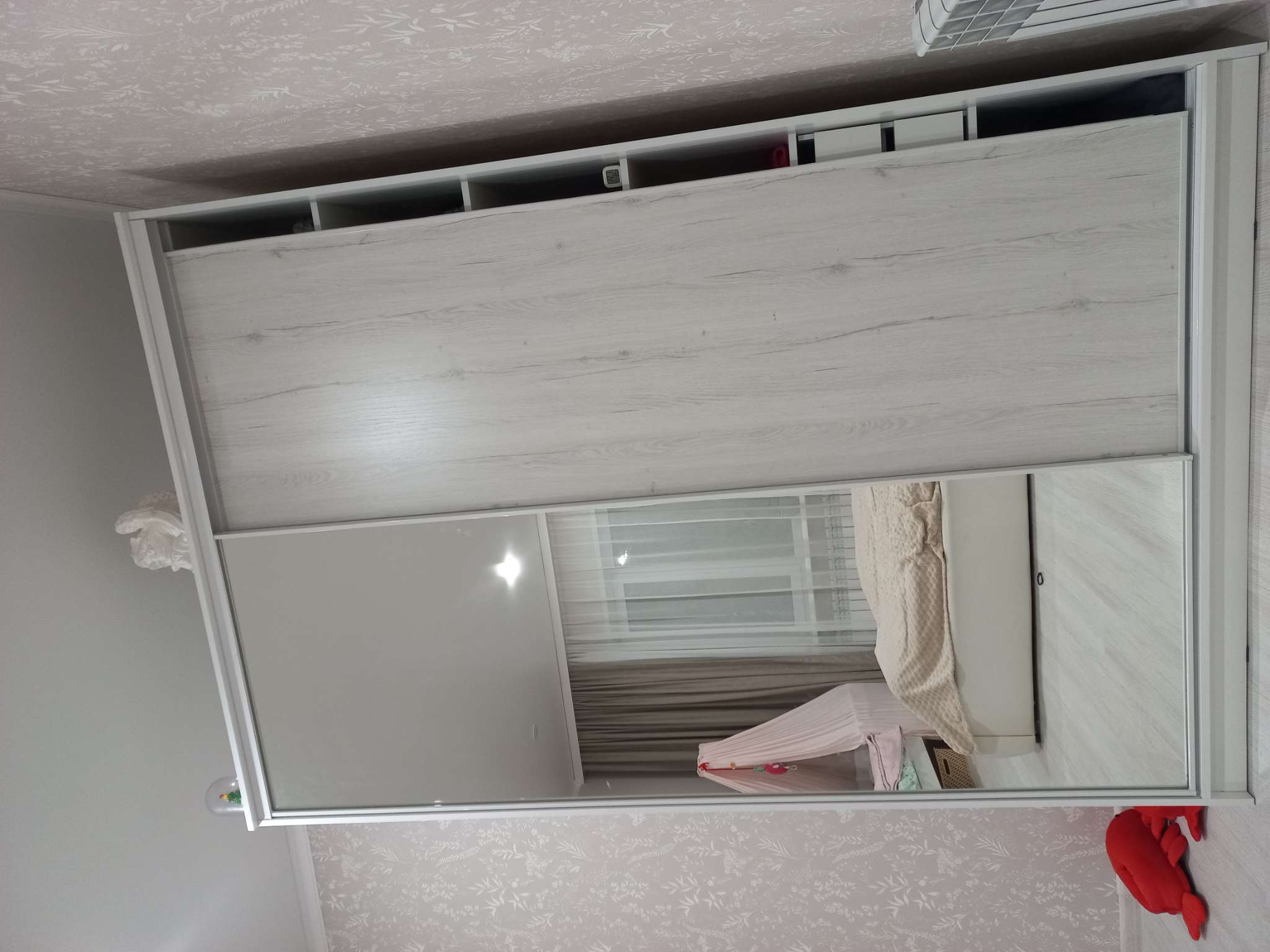 Фотография покупателя товара Шкаф - купе «Лофт», с зеркалом, 1200×620×2300 мм, цвет белый гладкий / дуб эльза - Фото 1