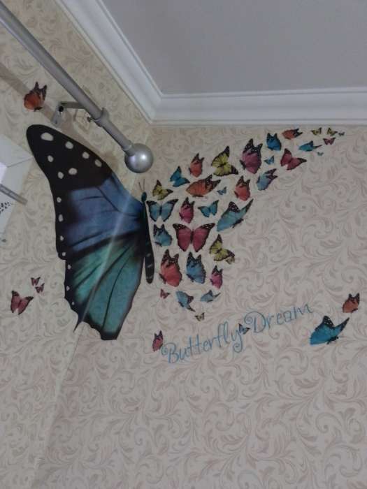 Фотография покупателя товара Наклейка интерьерная «Полёт бабочек», пластик, 30×60 см - Фото 2