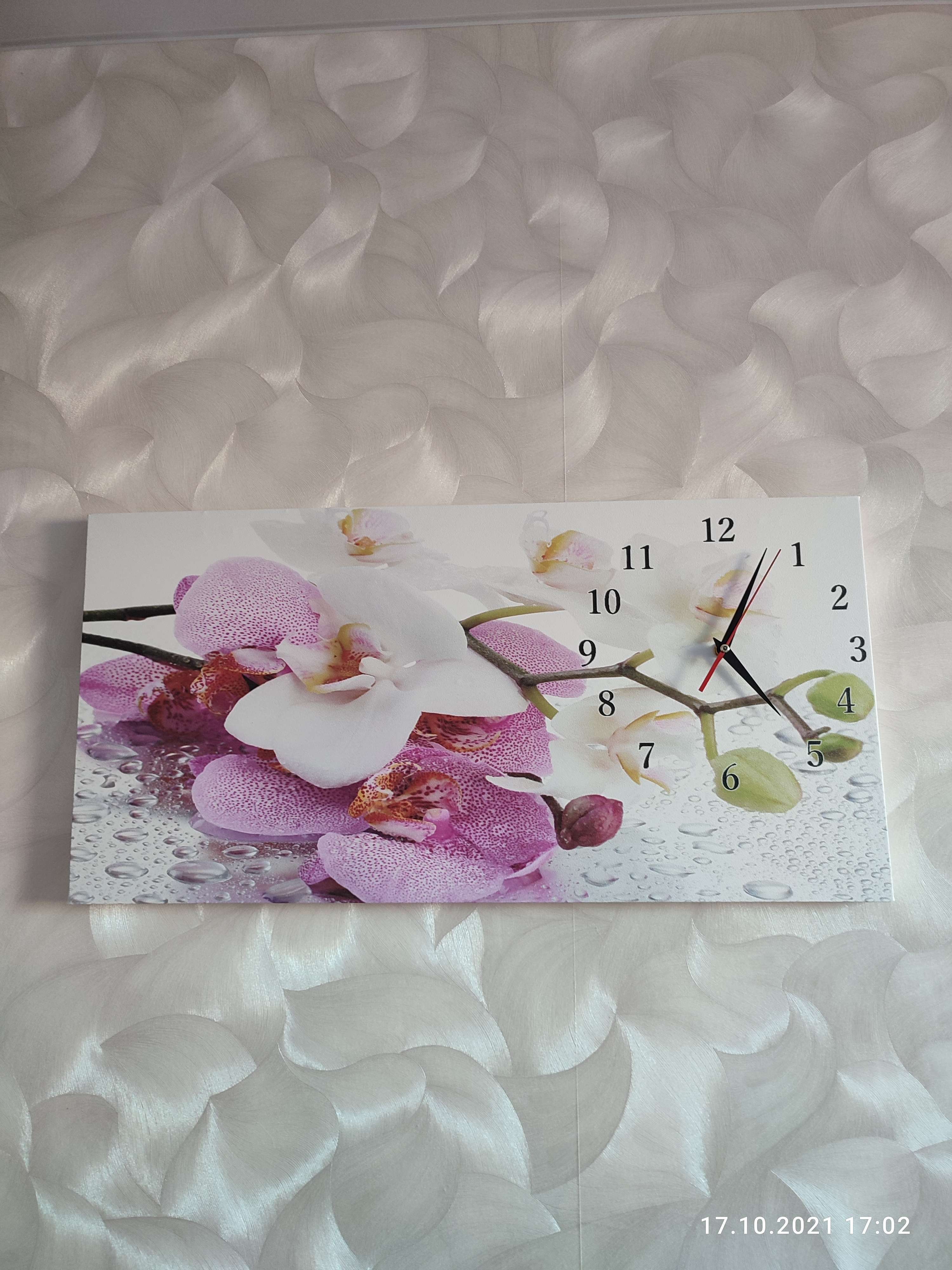 Фотография покупателя товара Часы настенные, на холсте, серия: Цветы, "Орхидеи", 40 х 76  см, d-27 см - Фото 1
