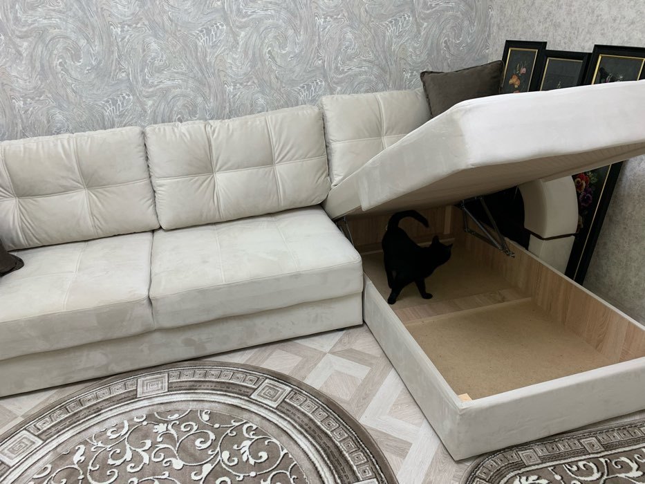 Фотография покупателя товара Угловой диван «Элита 3», угол правый, пантограф, велюр, цвет селфи 15, подушки селфи 08 - Фото 5