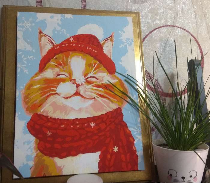 Фотография покупателя товара Картина по номерам на холсте с подрамником «Довольный кот» 30×40 см - Фото 1