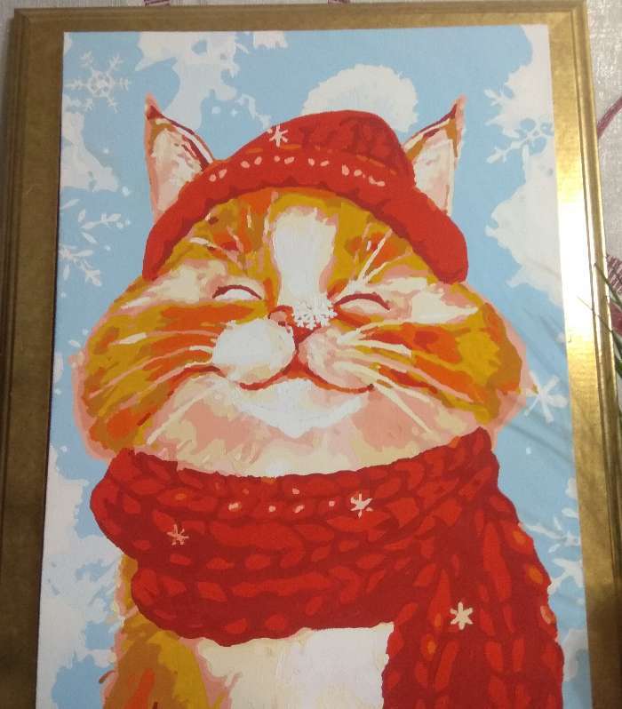 Фотография покупателя товара Картина по номерам на холсте с подрамником «Довольный кот» 30×40 см - Фото 2