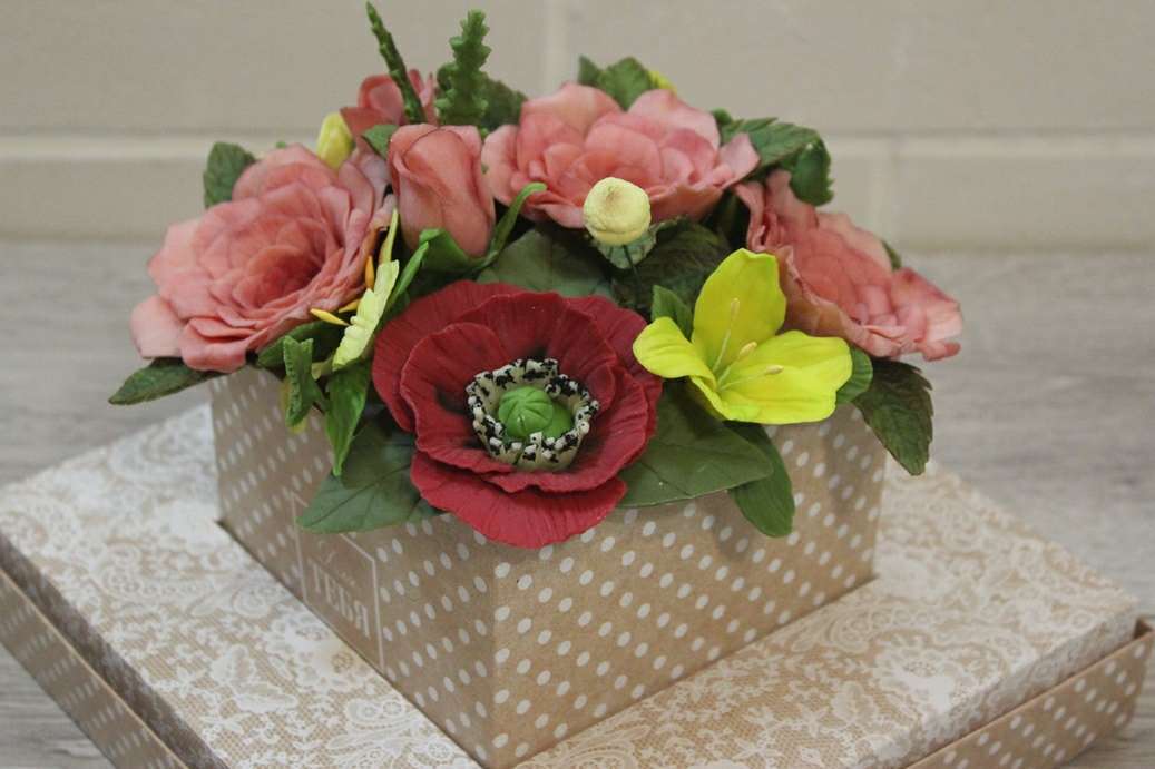 Фотография покупателя товара Коробка для цветов с вазой и PVC-окнами складная «Хорошего настроения!», 23 × 30 × 23 см - Фото 1