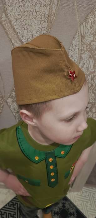 Фотография покупателя товара Карнавальный набор на 9 мая «Отважный солдат»: футболка рост 122 см, пилотка р. 54–56 - Фото 1