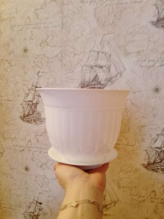 Фотография покупателя товара Горшок для цветов с поддоном СибПолимер «Ангара», 300 мл, пластиковый, белый - Фото 1